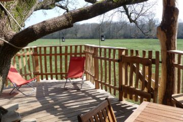 Terrasse avec vue sur la forêt en Brenne